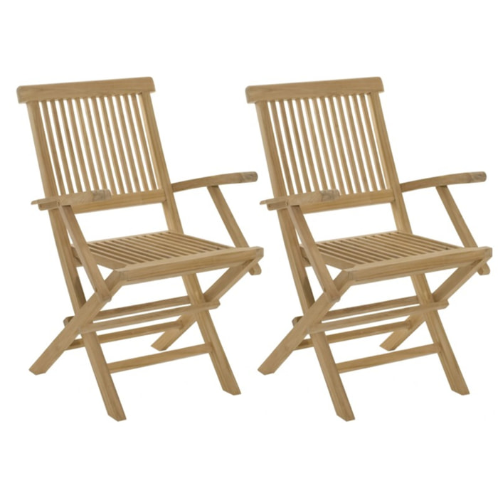 FUN - Ensemble de 2 fauteuils de jardin Java en bois Teck