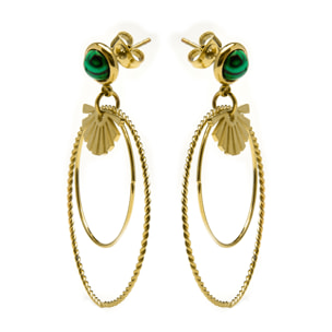 Pendientes de Malaquita acabados en oro amarillo de 18K- Mobu