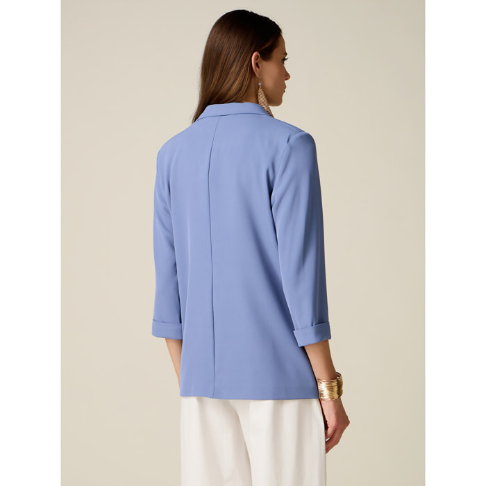 Oltre - Giacca blazer con spilla a fiore - Azzurro