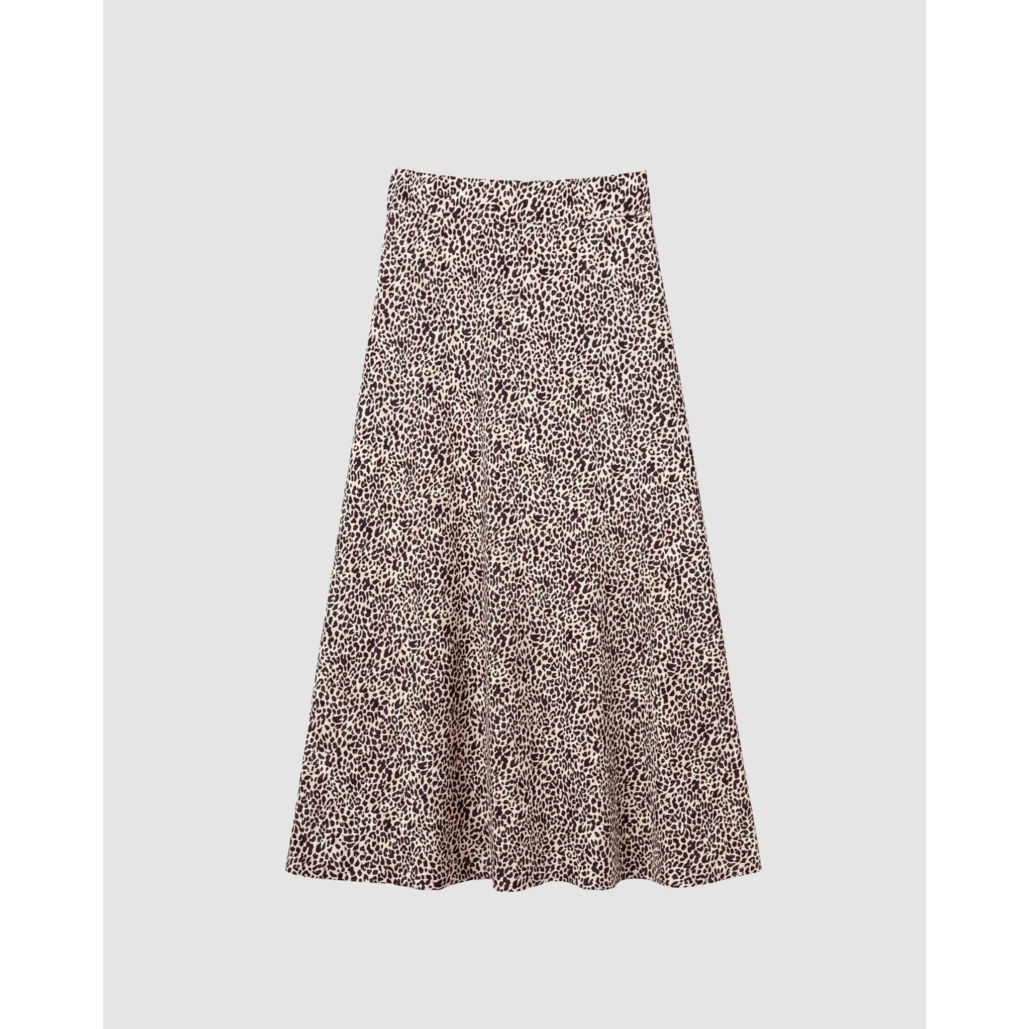 Falda midi viscosa evasé soft lira beige