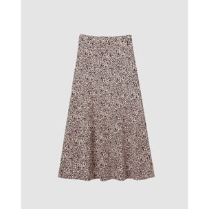 Falda midi viscosa evasé soft lira beige