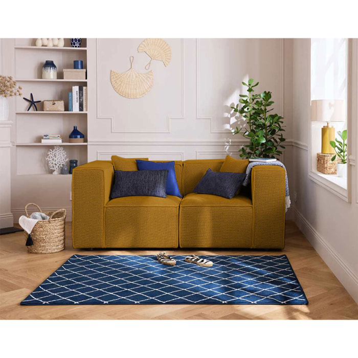 Arty - module d'assise d'angle réversible - en tissu mailles 3D - Jaune