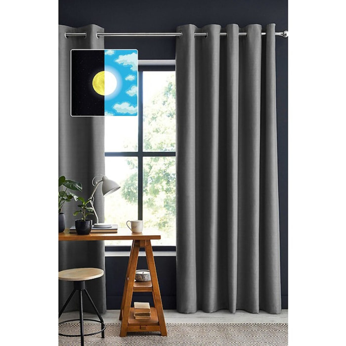 Rideau uni Occultant 140x280cm 100% Polyester Anthracite