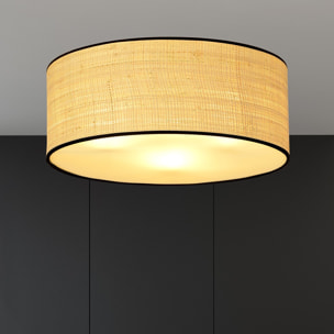 Lampada a sospensione ASTON in acciaio e rattan naturale