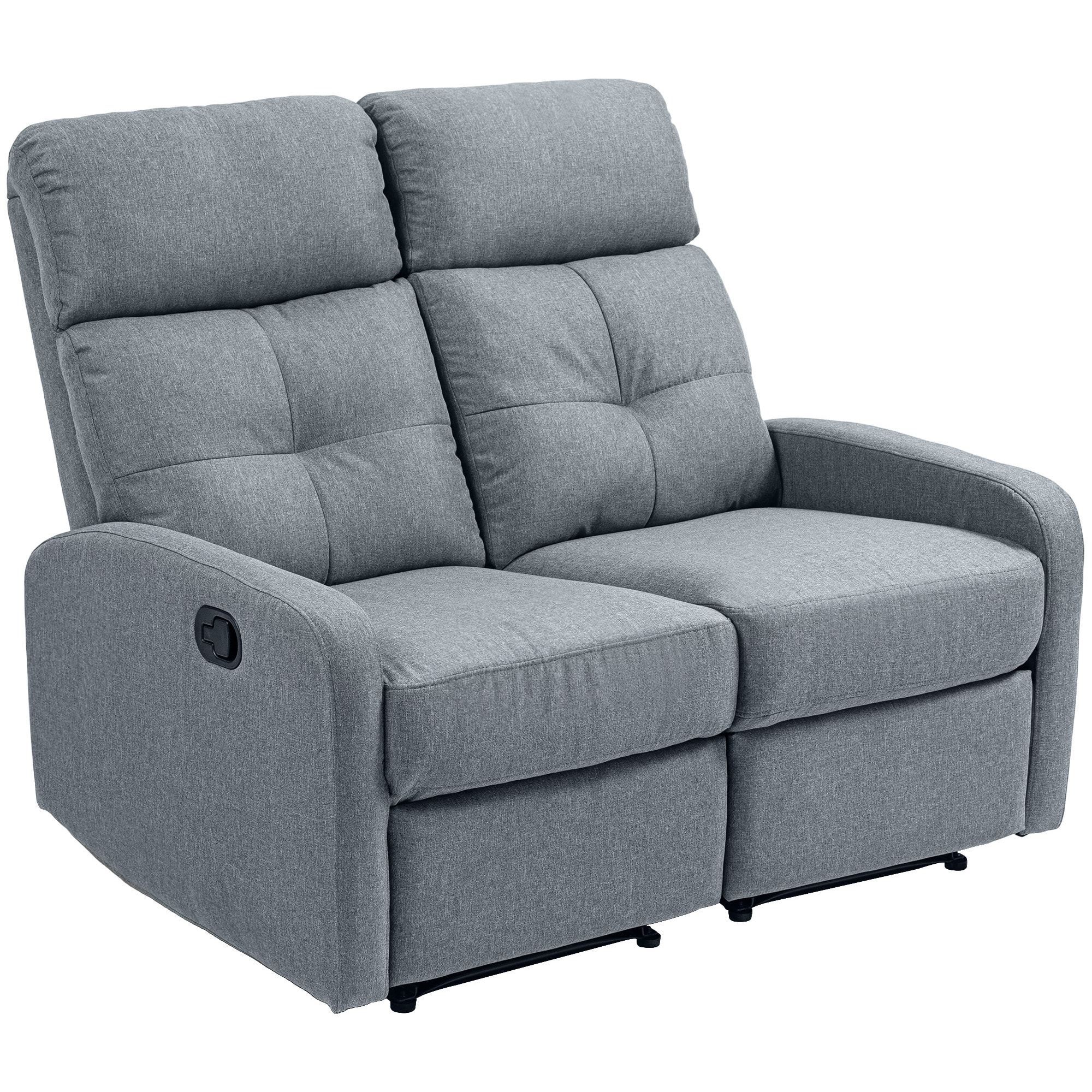 Sofá de 2 Plazas Reclinable Manual Sofá Relax Tapizado en Lino con Respaldo Ajustable por Separado Reposapiés Muelles Ensacados y Acolchado Grueso para Dormitorio Salón 118x95x101 cm Gris