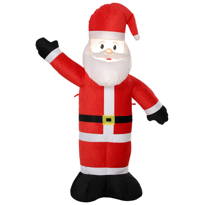 Outsunny Papá Noel Hinchable de Navidad 150 cm, Papá Noel Inflable con Luz LED, Acabado Aterciopelado, Bolsa de Almacenamiento, Decoración Navideña para Exteriores Interiores, Rojo