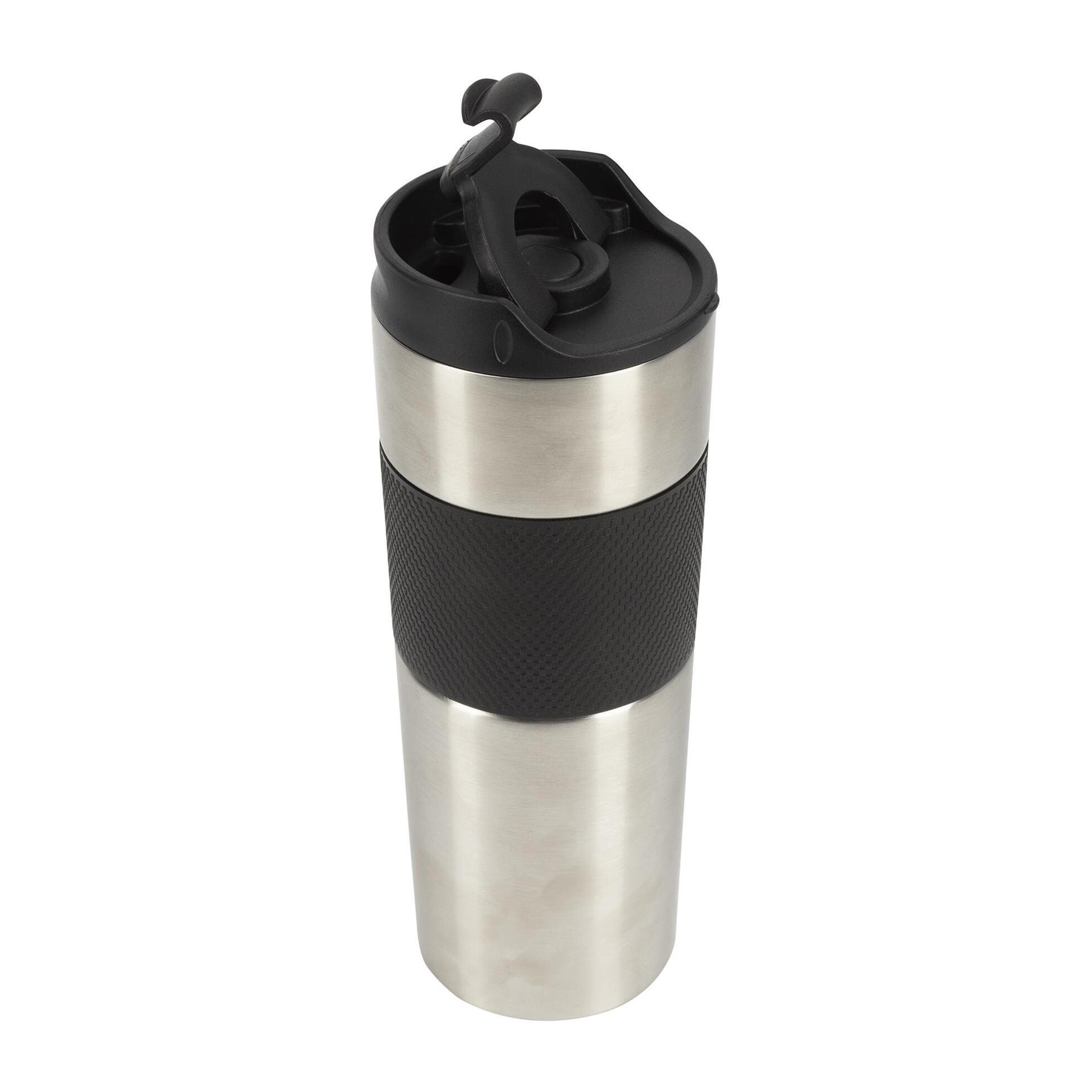 Taza de Viaje 460ml en Acero inoxidable y silicona Negro LOVERS Bergner