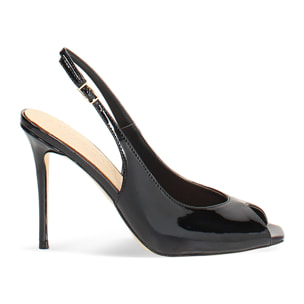 Décolleté nere open toe tacco 10 cm