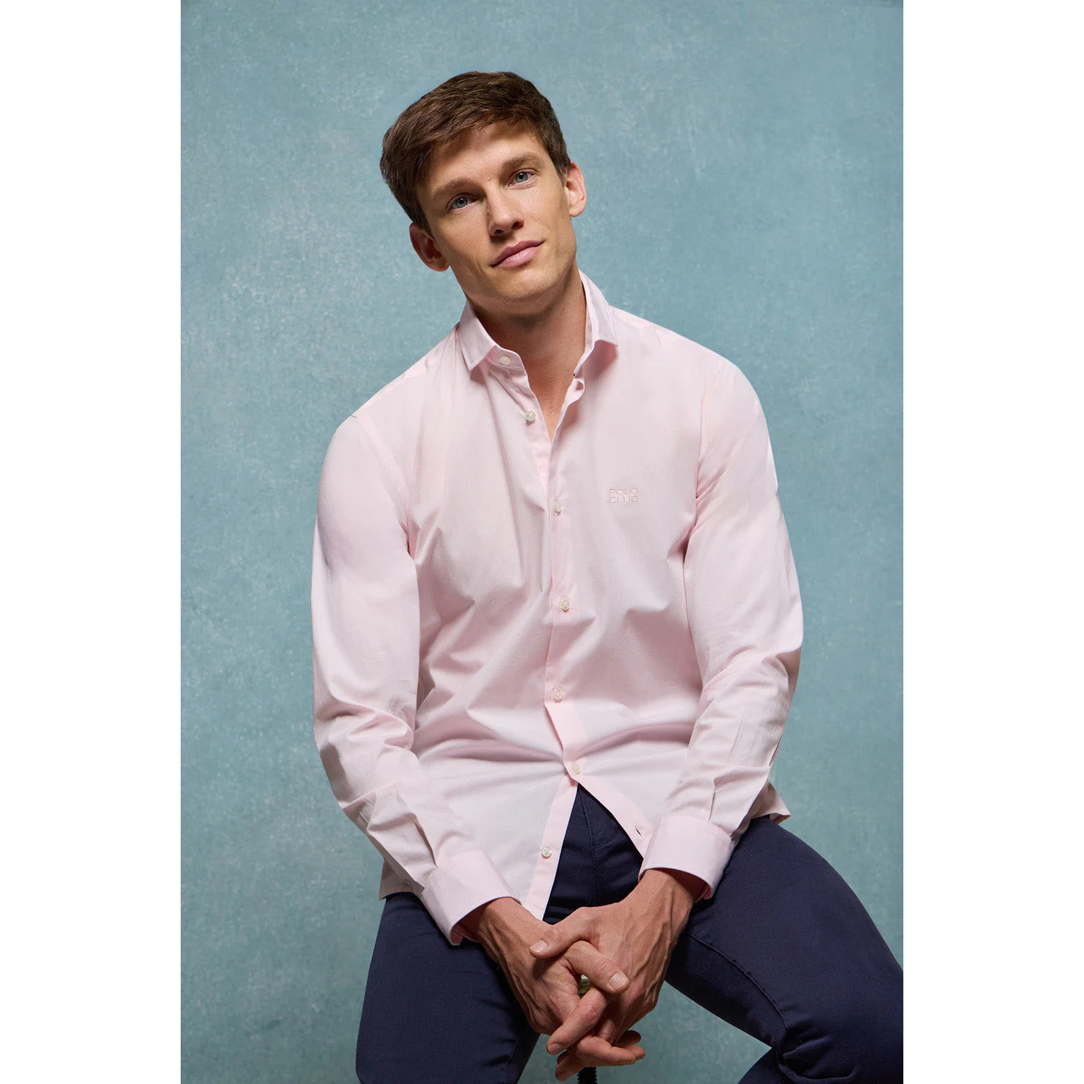 Camisa superslim fit rosa de algodón con logo Polo Club