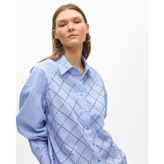 Camicia a Righe con Strass