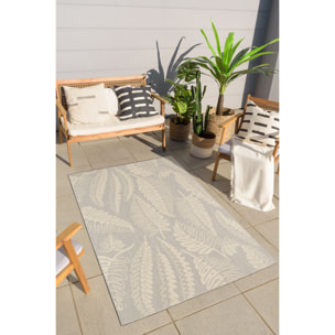 Samba - tapis intérieur extérieur motif feuilles, gris