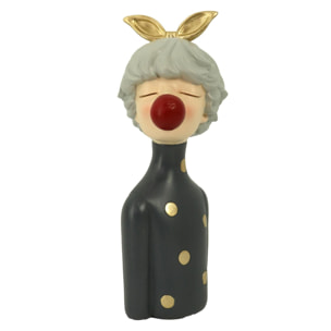 Donna in resina a pois grigio cm15x14h32