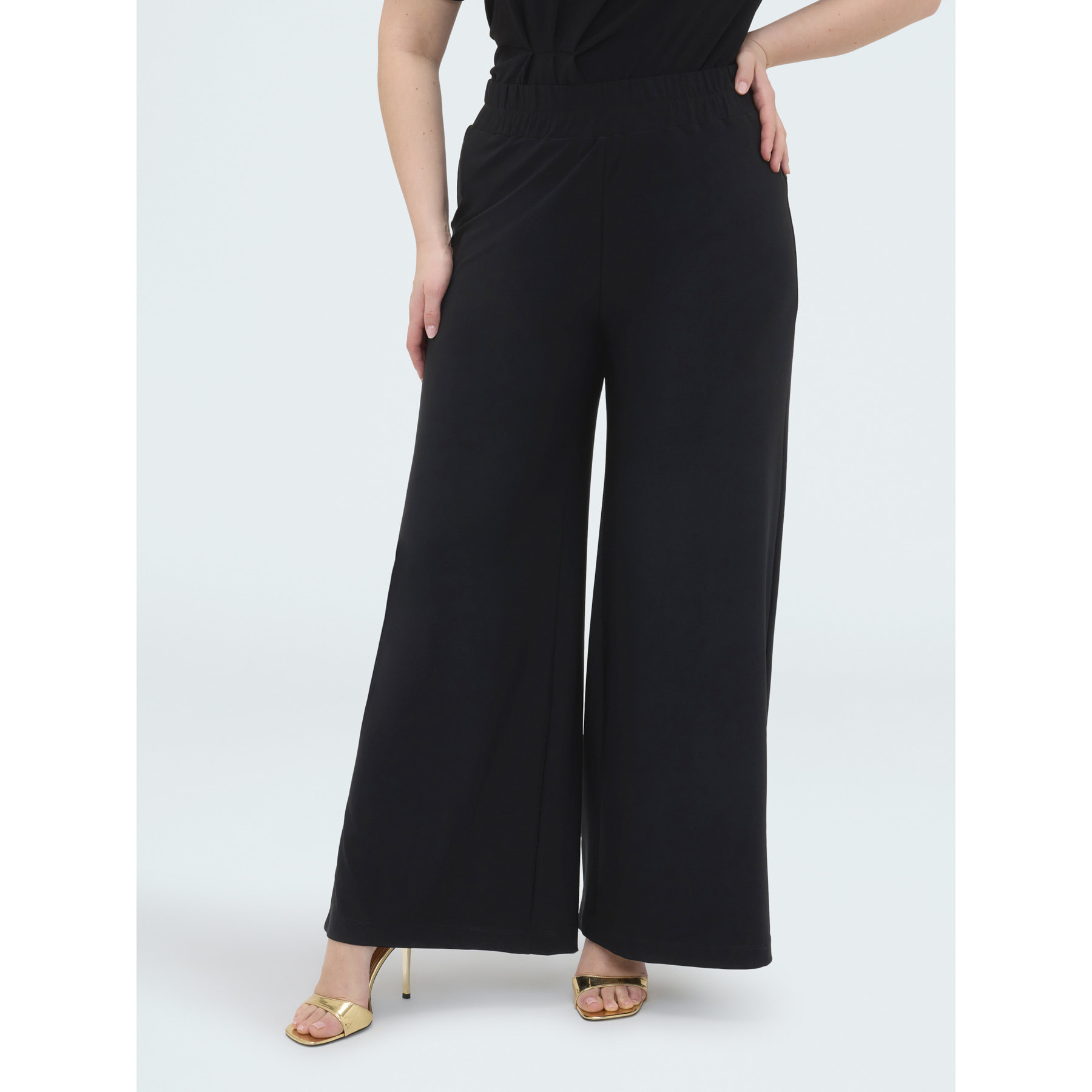 Fiorella Rubino - Pantaloni Wide Leg in jersey - Nero