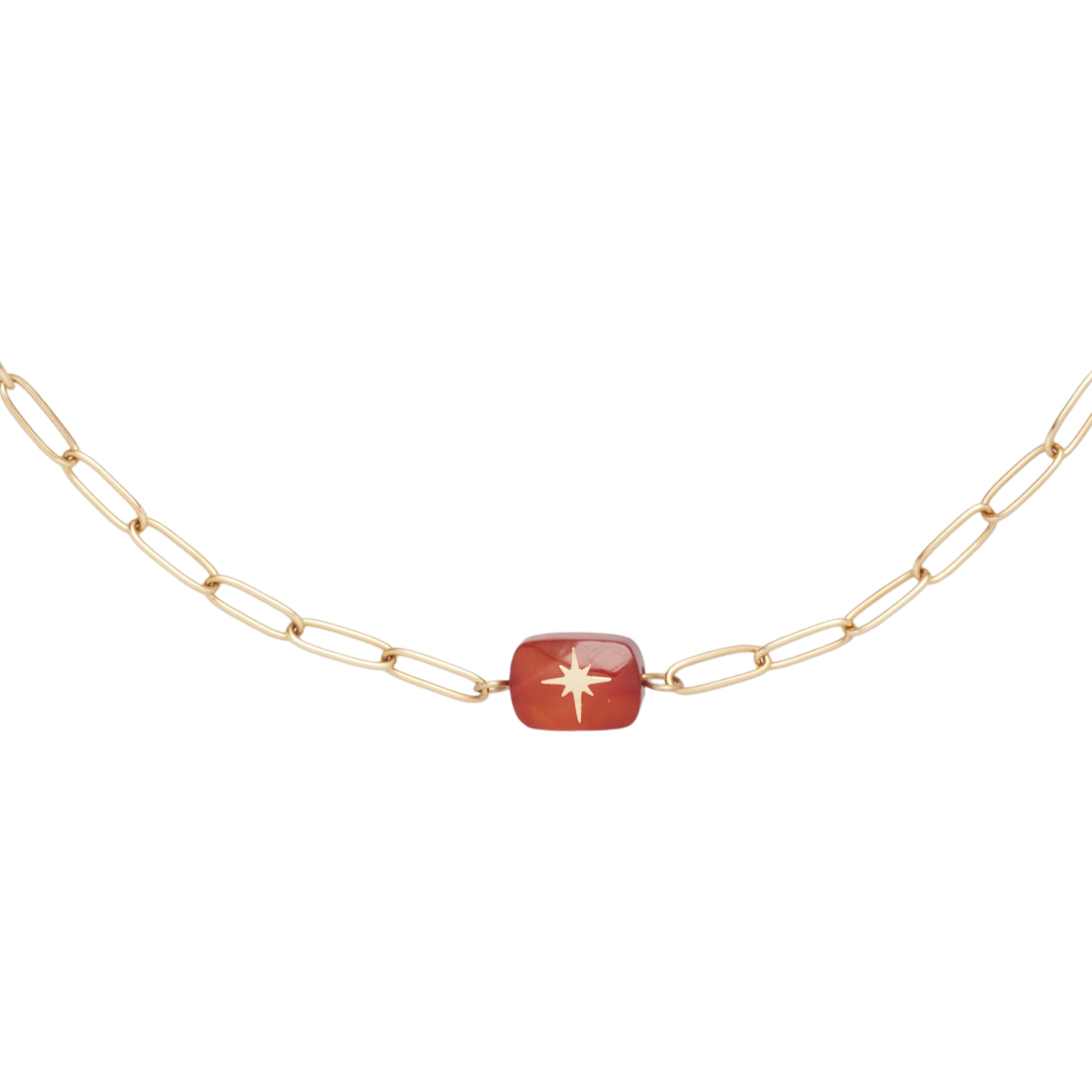 Collana U.S. Polo Assn. In acciaio inossidabile dorato con agata rossa