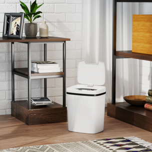 Cubo de Basura Cocina Automático 15 L, Papelera de Cocina con Sensor Infrarrojo y Modo Manual, Anillo de Retención, Antihuellas, para Oficina, Hogar, Blanco