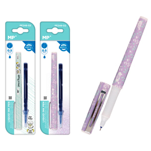 PACK 24 Uds. BOLÍGRAFO TINTA LÍQUIDA PUNTA CON RECAMBIO 0,5 mm. DISEÑO PERRO Y HOJAS.