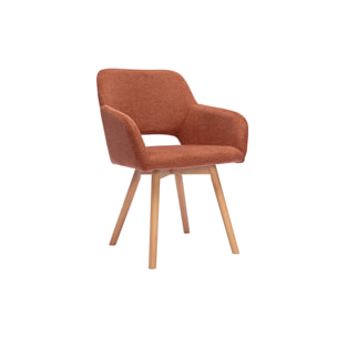 Chaises en tissu effet velours texturé terre brûlée et bois clair (lot de 2) LAURETTE