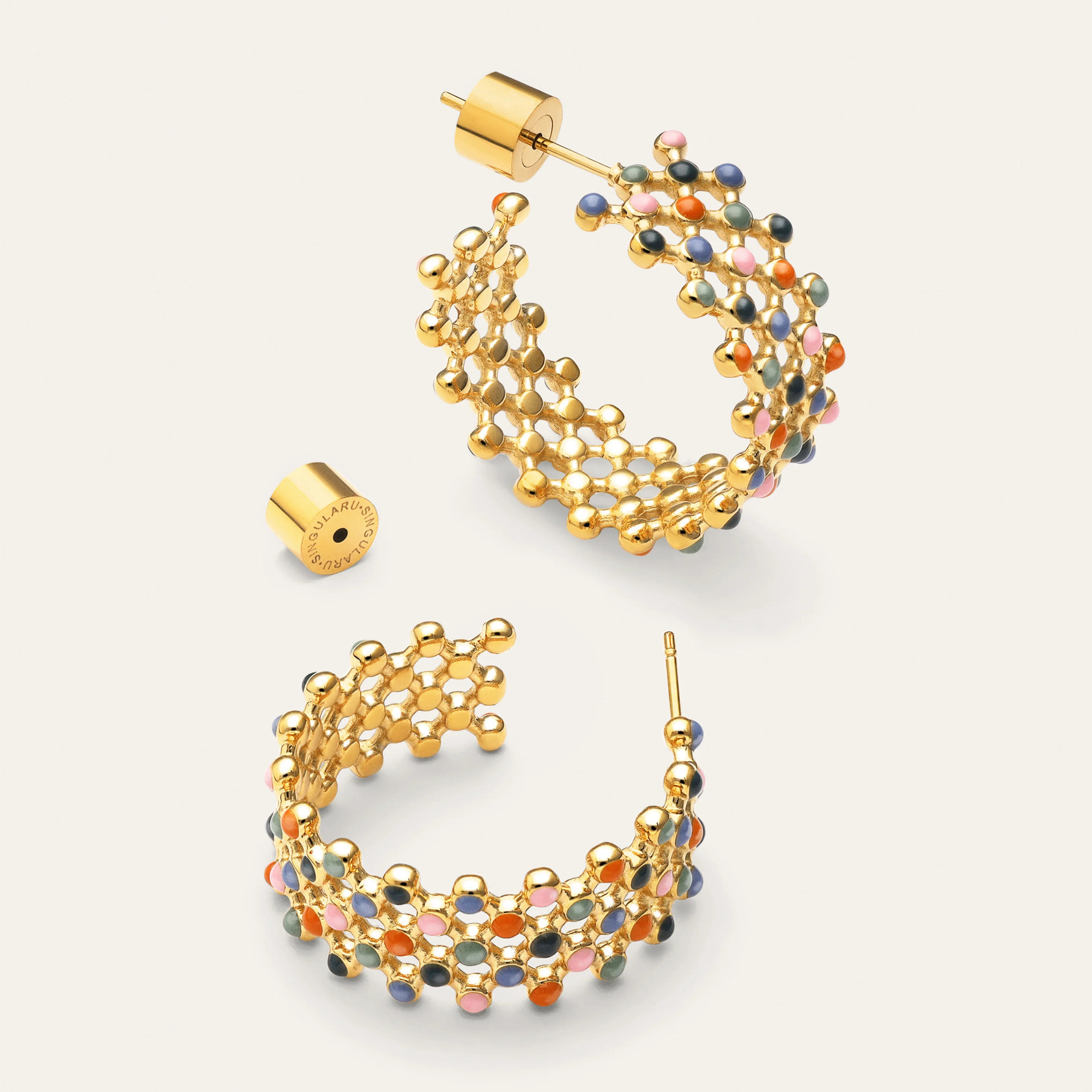 Pendientes Mini Bomb Enamel Acero Baño Oro