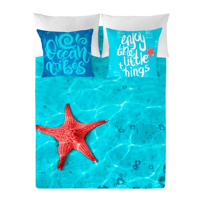 Costura - Funda Nórdica Estampada - Cierre Solapa - 100% Algodón - Incluye 1/2 Fundas de Almohada - Ocean Vibes