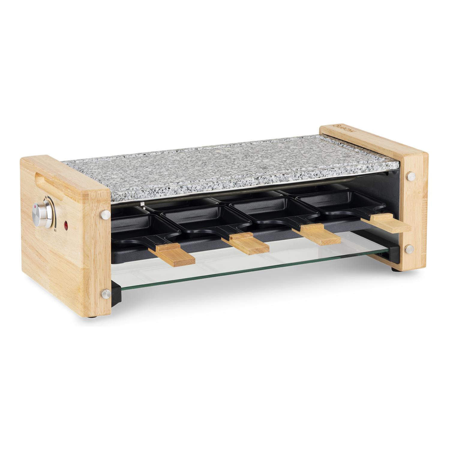 Raclette 8 Personas 2 en 1, Plancha Con Piedra Natural, 1200 W.