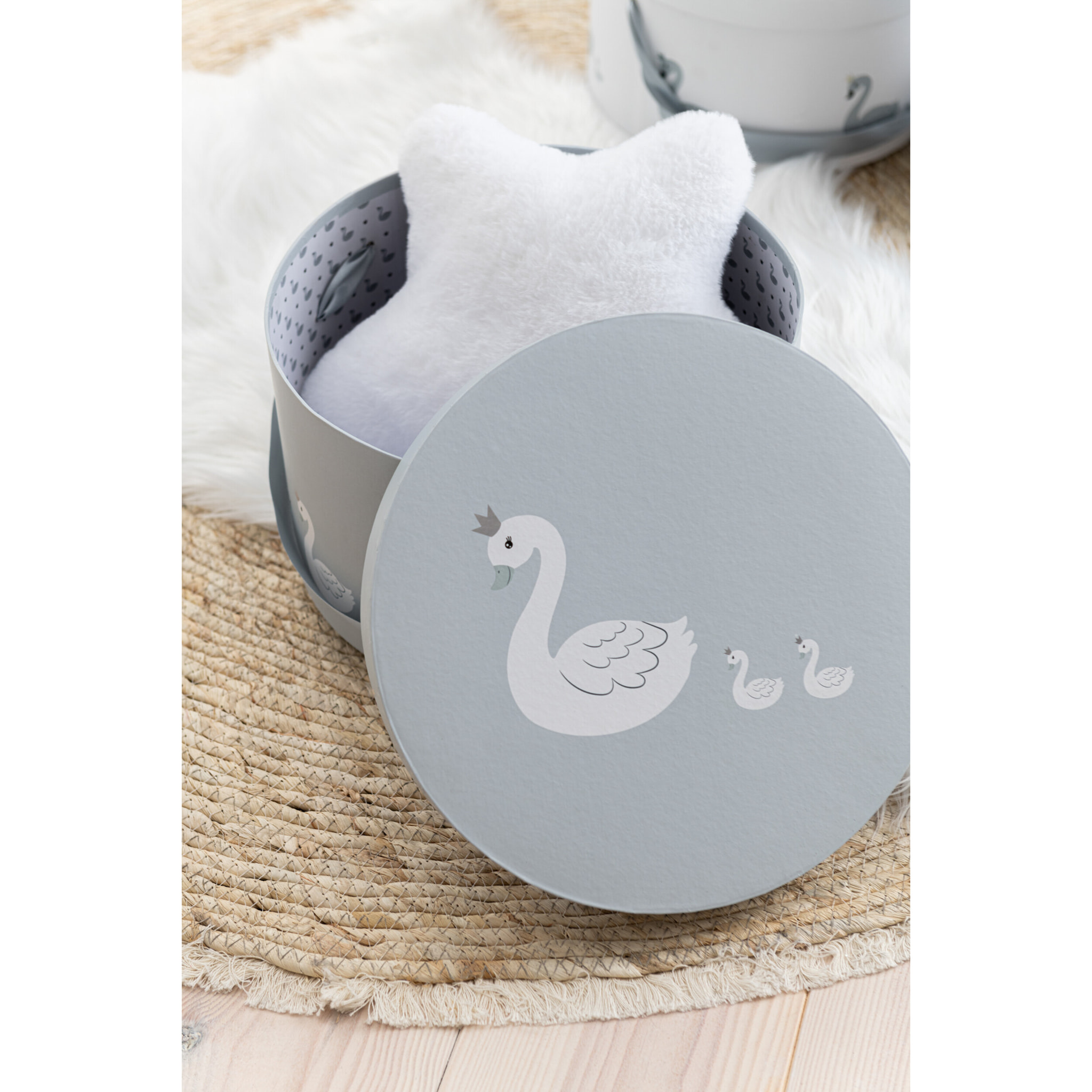 J-Line boîte Cygne - papier - blanc/gris - 3 pcs
