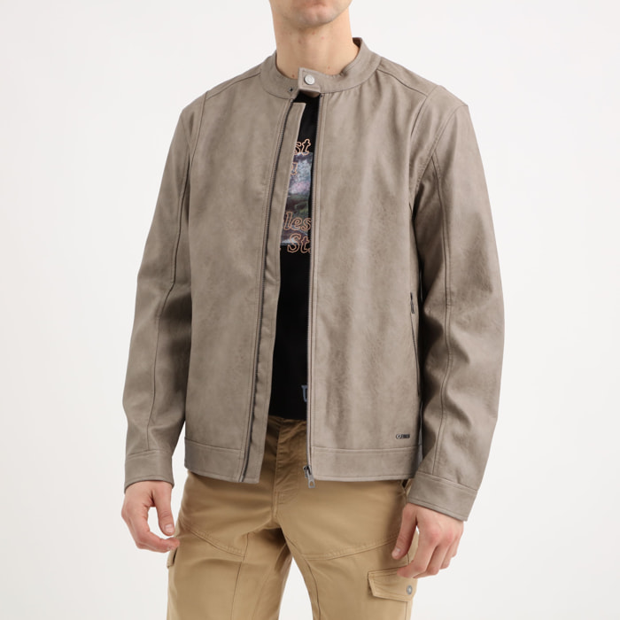 Veste - doublure imprimée - coupe classique - grège