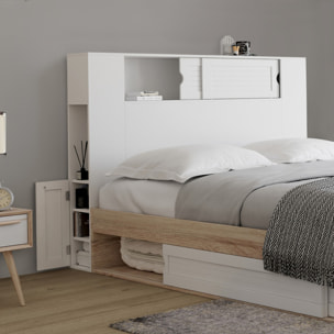 Tête de lit sur pieds Orem avec rangement coulissant