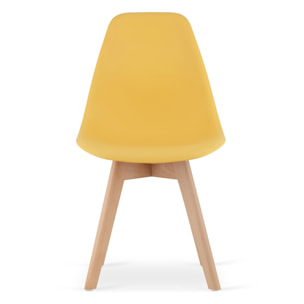 Sedia di design Kito senape con gambe in legno di faggio