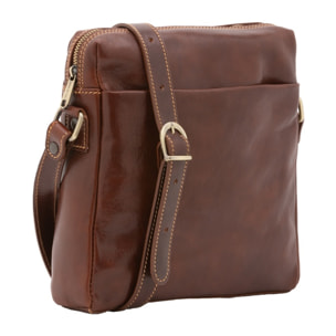 Borsa a tracolla uomo in vera pelle - Modello False - Made in Italy - 26.0 x 25.0 x 6.0 cm