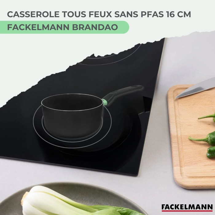 Casserole 16 cm aluminium revêtement céramique antiadhésif sans PFAS Fackelmann Brandao