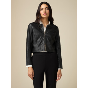 Oltre - Short jacket worked with cuts - Negro