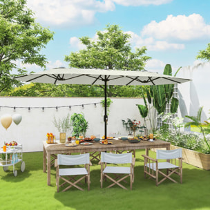 Parasol de jardin double XXL manivelle UV50+ housse de protection incluse crème