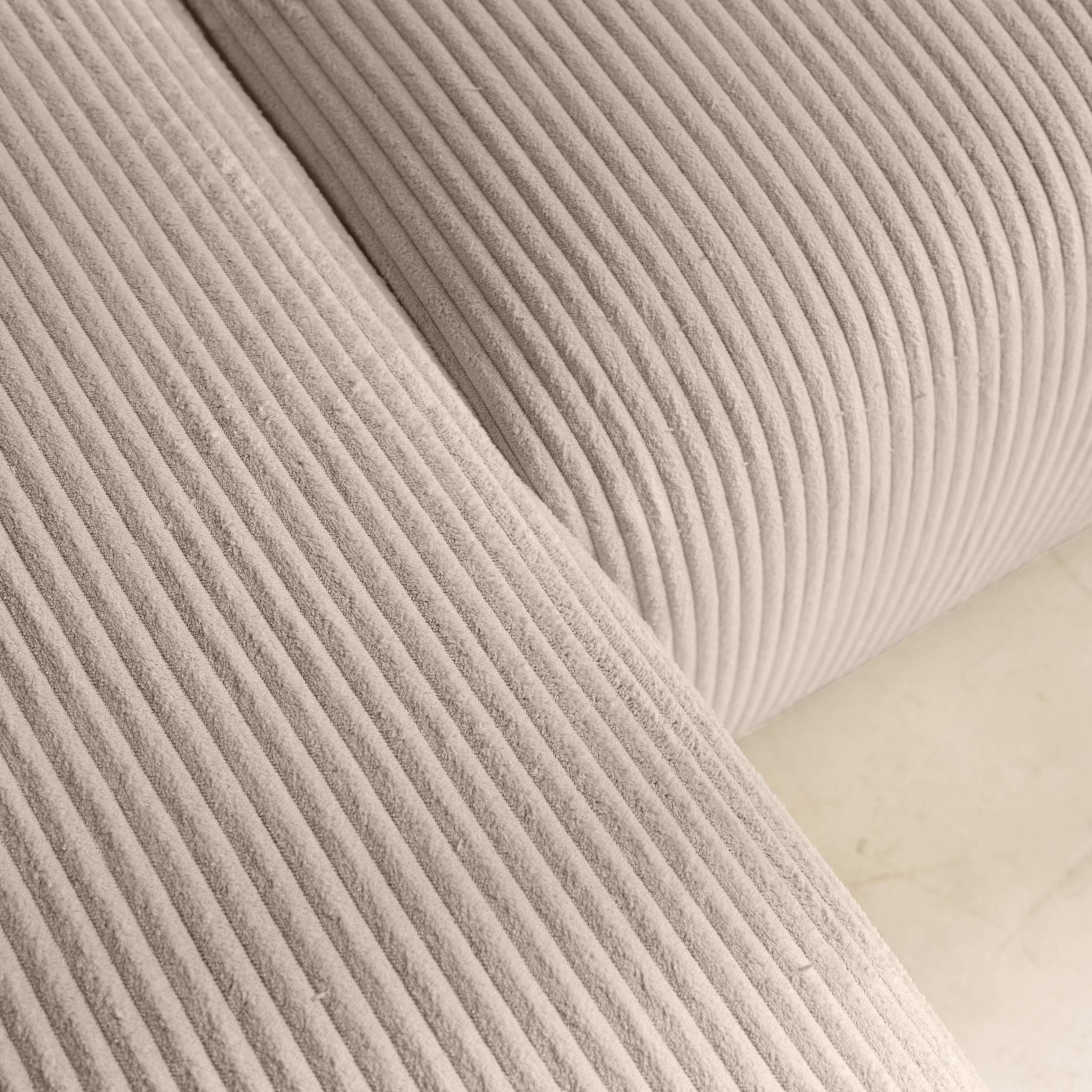 Canapé d'angle convertible réversible 3 places velours côtelé taupe avec coffre de rangement - Almo