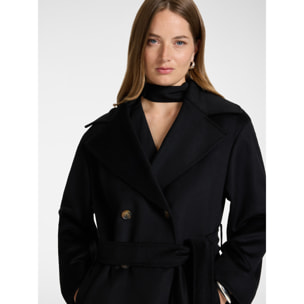 Elena Mirò - Cappotto doppiopetto in lana con cintura - Nero