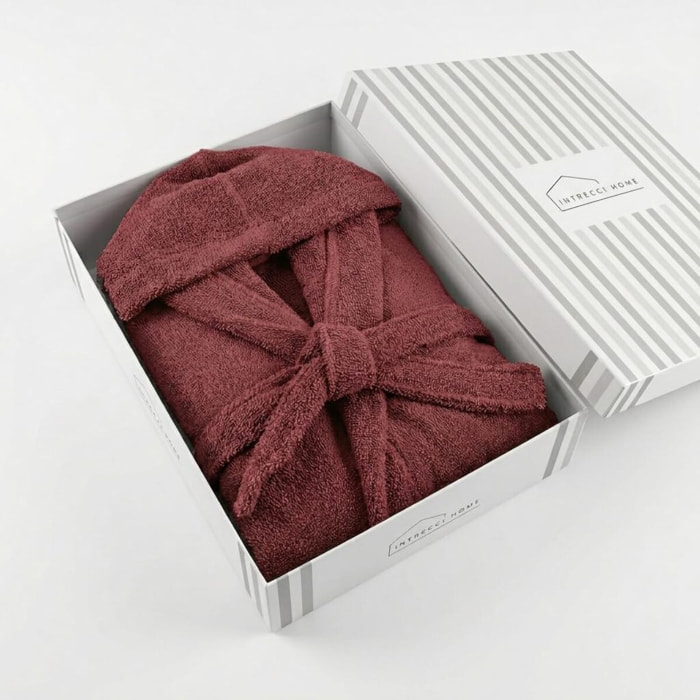 INTRECCI HOME Accappatoio Uomo e Donna, in Puro Cotone Jacquard 500 g, , Morbidezza Extra, Avvolgente, con Cappuccio e Tasche, Elegante e Confortevole,