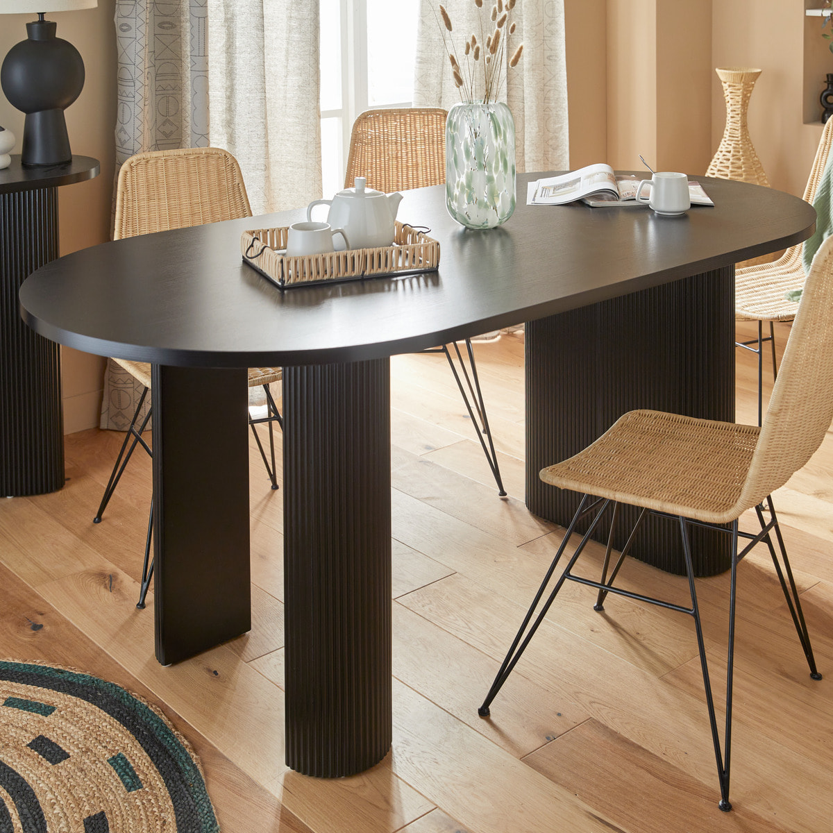 Table à manger "Olova" noir 180x90x76cm