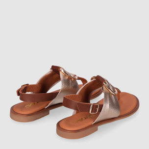 Sandalias de Piel - Platino - Tacón: 1 cm