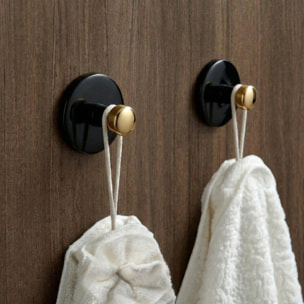 Crochet mural pour serviette BOWL Noir & doré Spirella