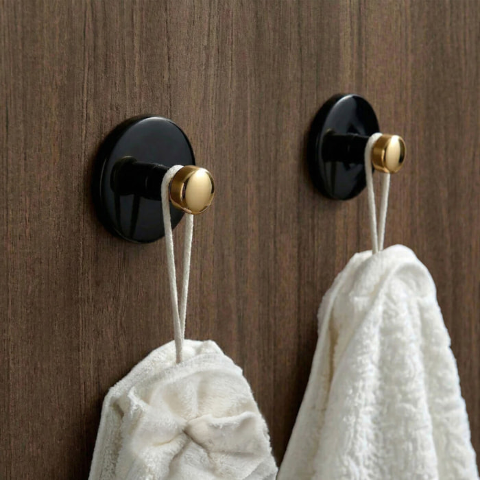 Crochet mural pour serviette BOWL Noir & doré Spirella