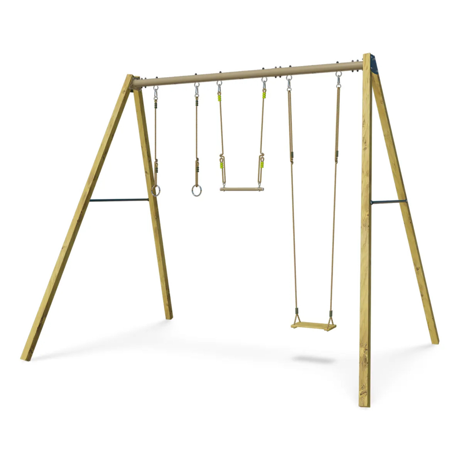 Balançoire en bois poutre métal 3 m Adulte SKYLER - 3 personnes