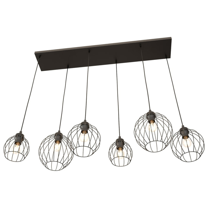 Lampada a sospensione Nando in acciaio nero