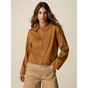 Oltre - Giubbotto corto con zip - Marrone