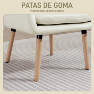 Sillón de Salón Moderno, Butaca de Salón, Acolchado de Doble Capa, Tapizado en Cuero Sintético, Patas de Madera, Sillón de Lectura para Dormitorio, Oficina, Estudio, 68x74x89 cm, Crema