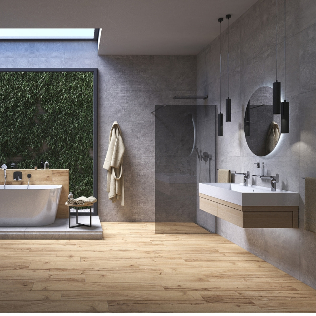 Walk-in Set Paroi de douche 77x200cm fixe en verre fumé + Bras de montage + Profilé, Noir (WI80KS-SET)