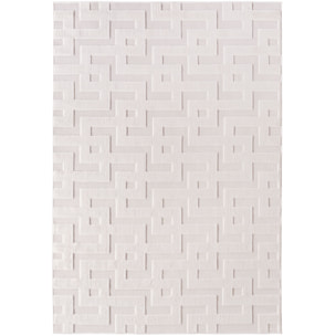 CALVI - Tapis moderne à motif labyrinthe en relief Creme