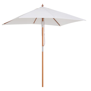Sombrilla Ángulo Inclinable De Madera Bambú 2x1,5m Crema