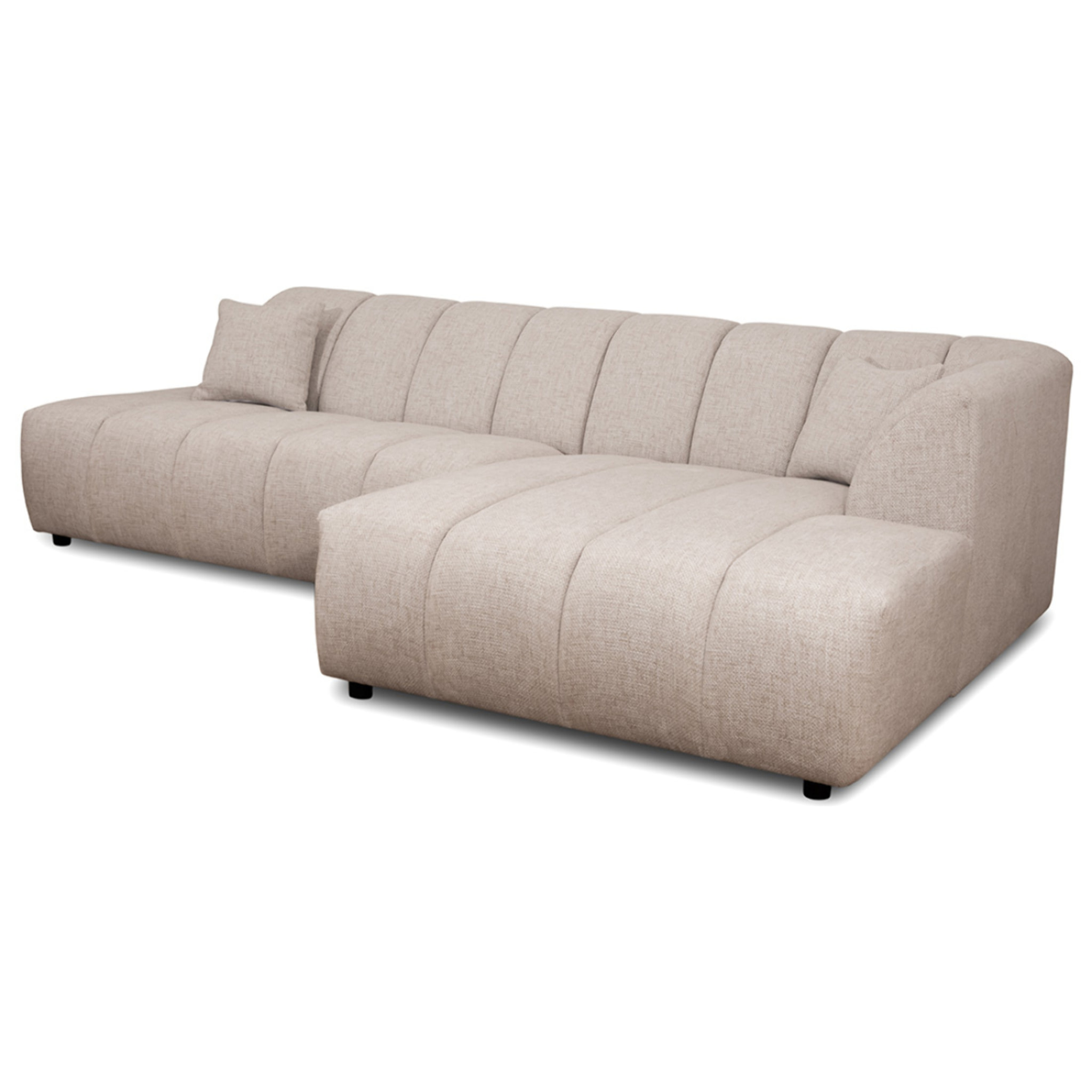 Curtis - canapé d'angle droit 4 places sans accoudoir en tissu texturé - Beige