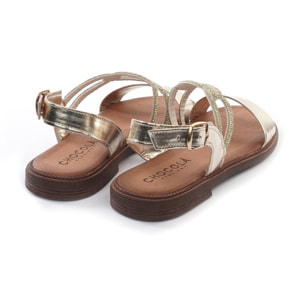 SANDALO FLAT STRASS PLATINO