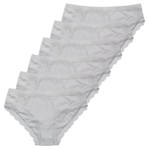 6 Slip da Donna Fianco Basso Nottingham in Cotone Modal, Art. SB6100, Bianco