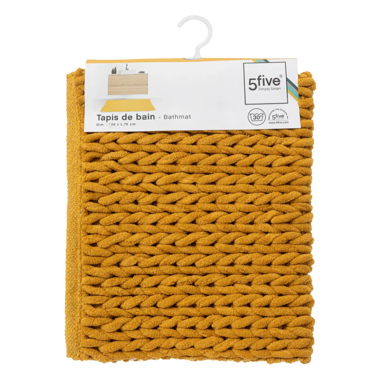 Tapis de bain 50x75 cm Jaune moutarde Colorama